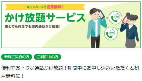 mineoかけ放題キャンペーン実施中